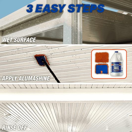Use Alumashine patio cover cleaner in 3 easy steps