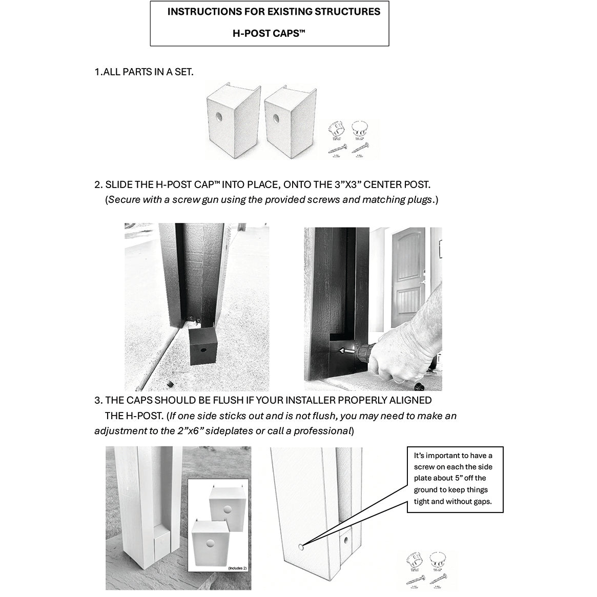 H-Post Cap™ -(2 Units per Set) H-Post Hardware Caps for Aluminum Patio Covers