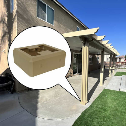 Latte Alumabase installed on matching color patio post with close up photo